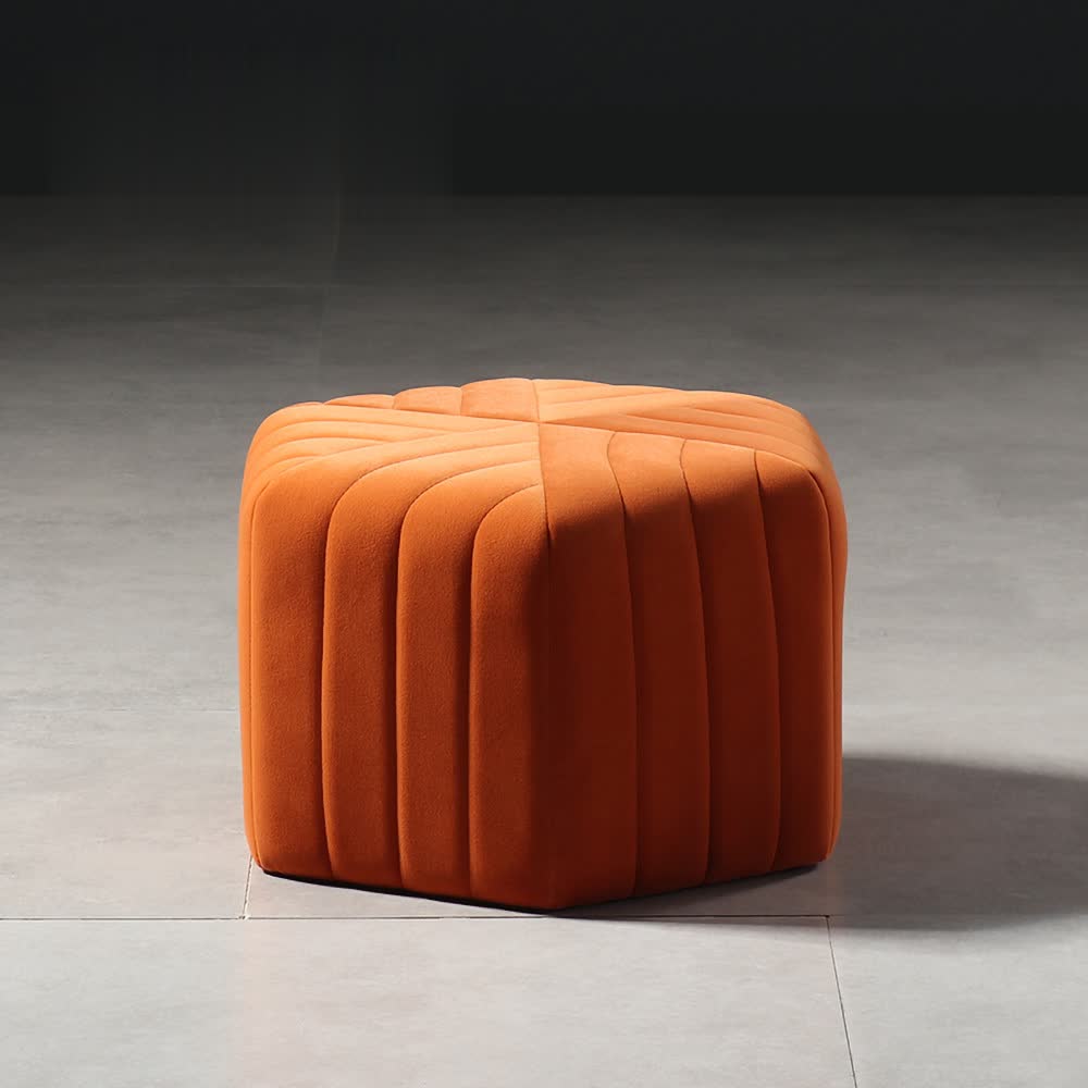 Velvet Wide Hexagonal Pouf Ottoman