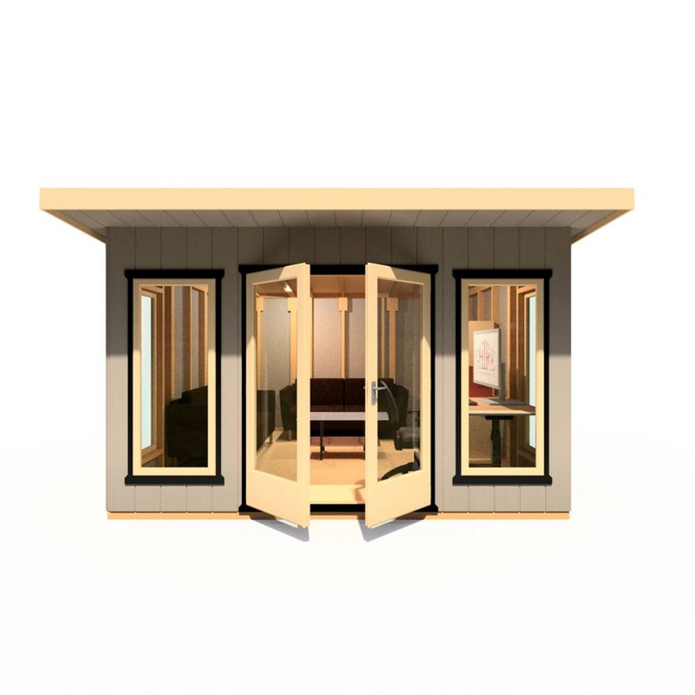 Shires Cali 12x12 Feet Pent 1 Garden Office - OSB/MDF - L456xW402xH246.1 cm in Grey 2