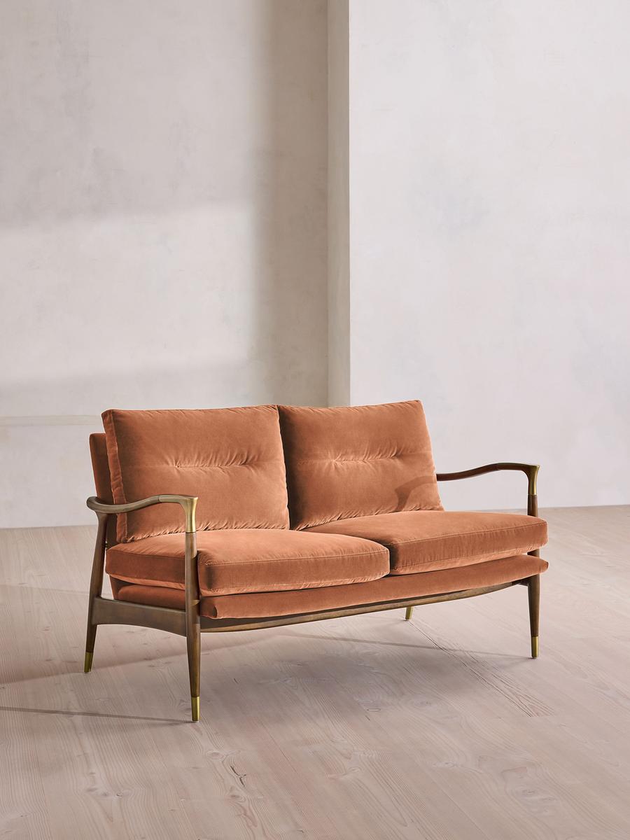 Theodore Two Seater Sofa, Velvet, Antique Rose
