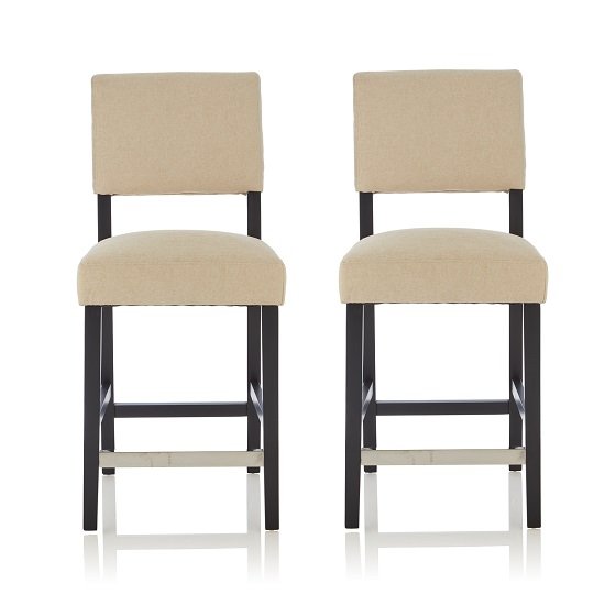 Vibio Bar Stools In Cream Fabric And Black Legs In A Pair