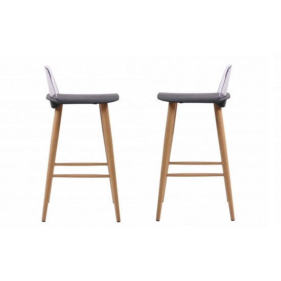 Madisson Black Bar Stool With Oak Look Metal Legs In A Pair