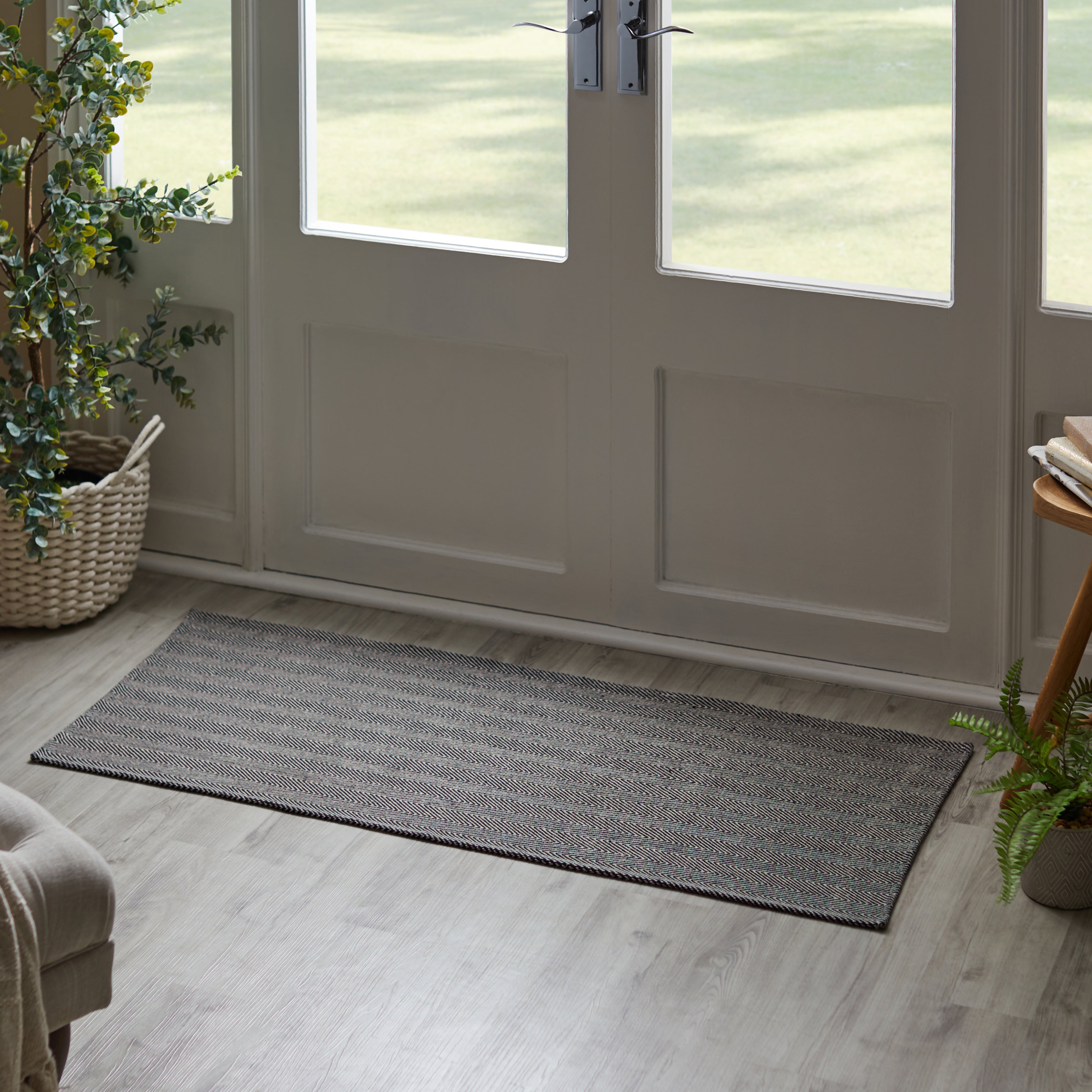 Cotton Herringbone Runner Herringbone Black