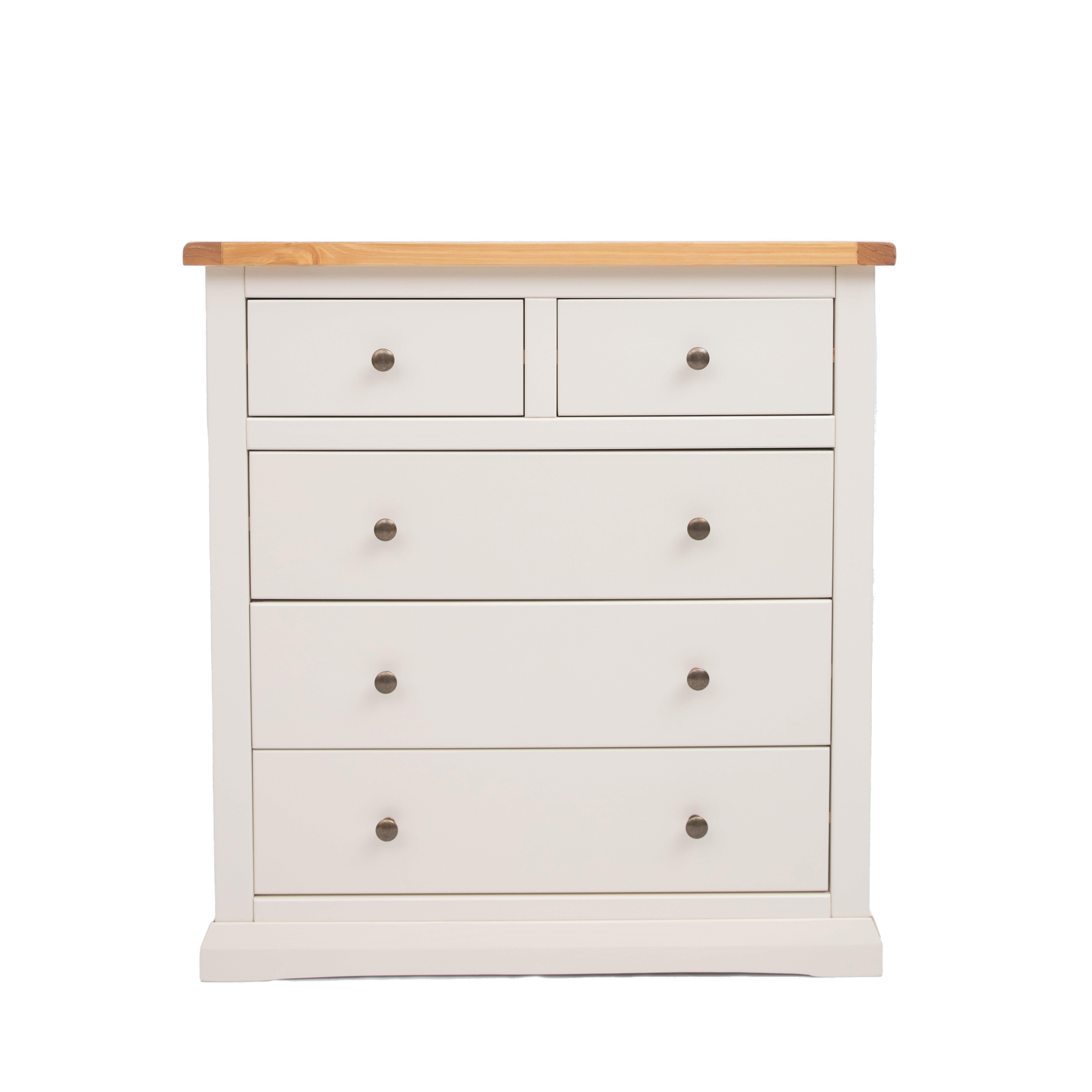 Cabinet Bits Castelli 5 Drawer Chest of Drawers Brass Knob in Off-White