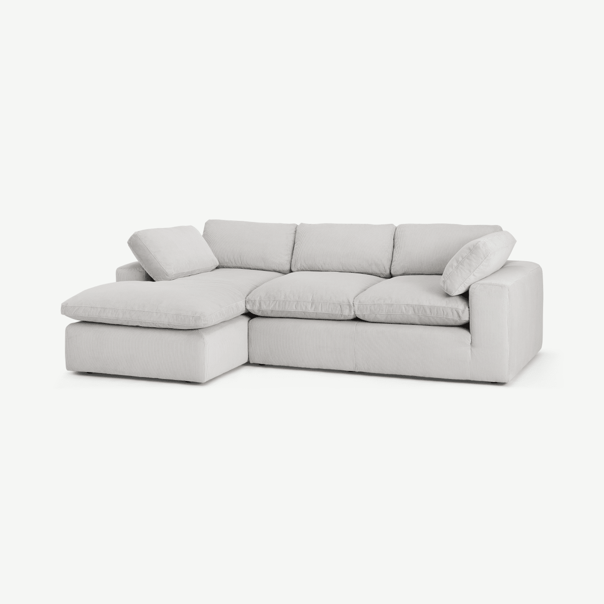 Samona Left Hand Facing Chaise End Sofa, Stone Grey Corduroy Velvet
