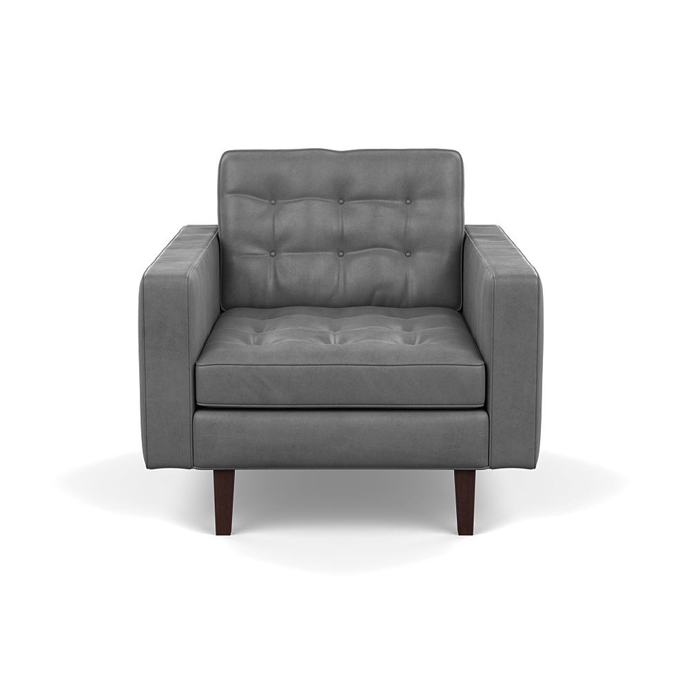 Heal's Hepburn Armchair Daino Leather Steel Black Feet