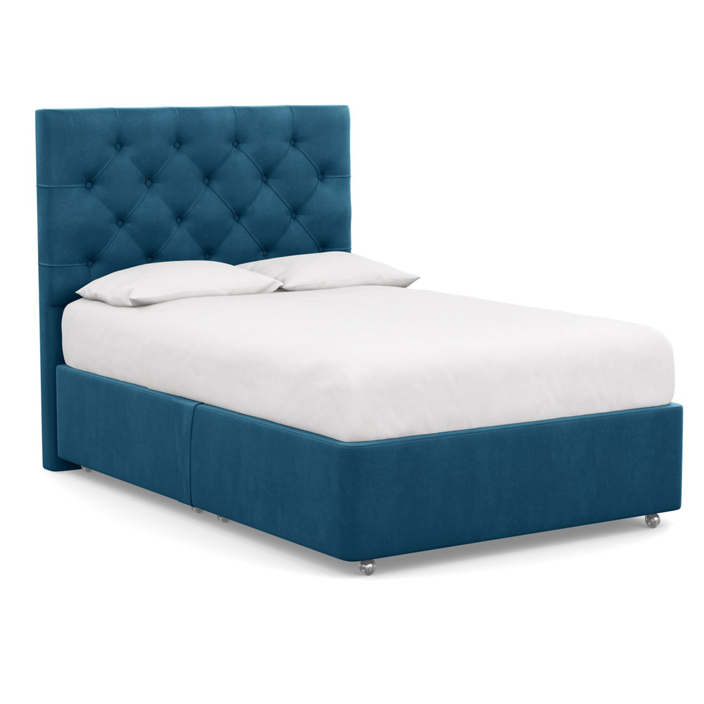 Heal's Heal's Deep Divan Double 2 Footend & 2 Continental Varese Velvet Delft