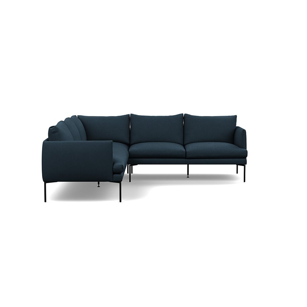 Heal's Matera Large Corner Sofa Siena Cotton Deep Sea Black Feet