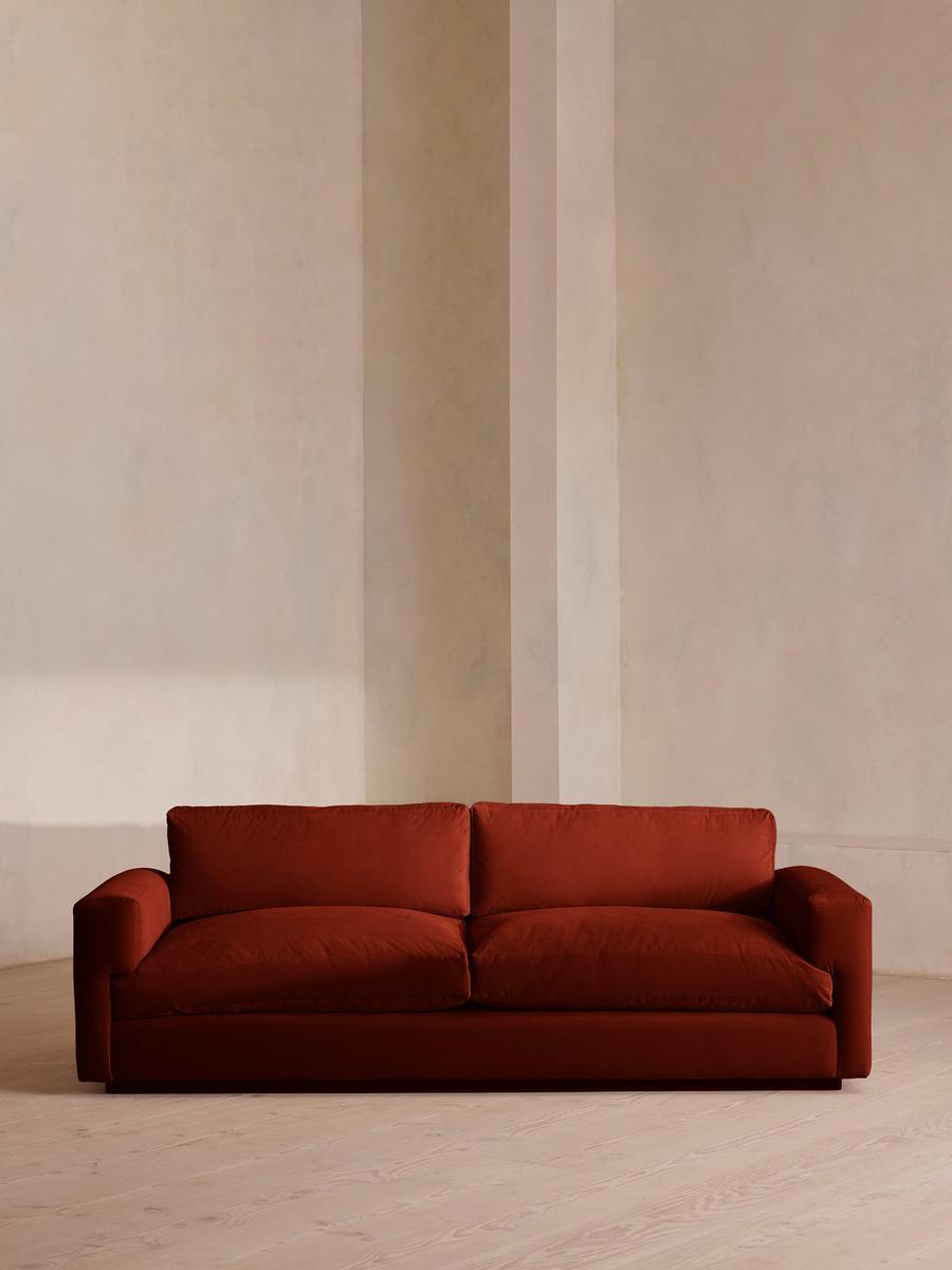 Mossley Three Seater Sofa, Velvet, Rust