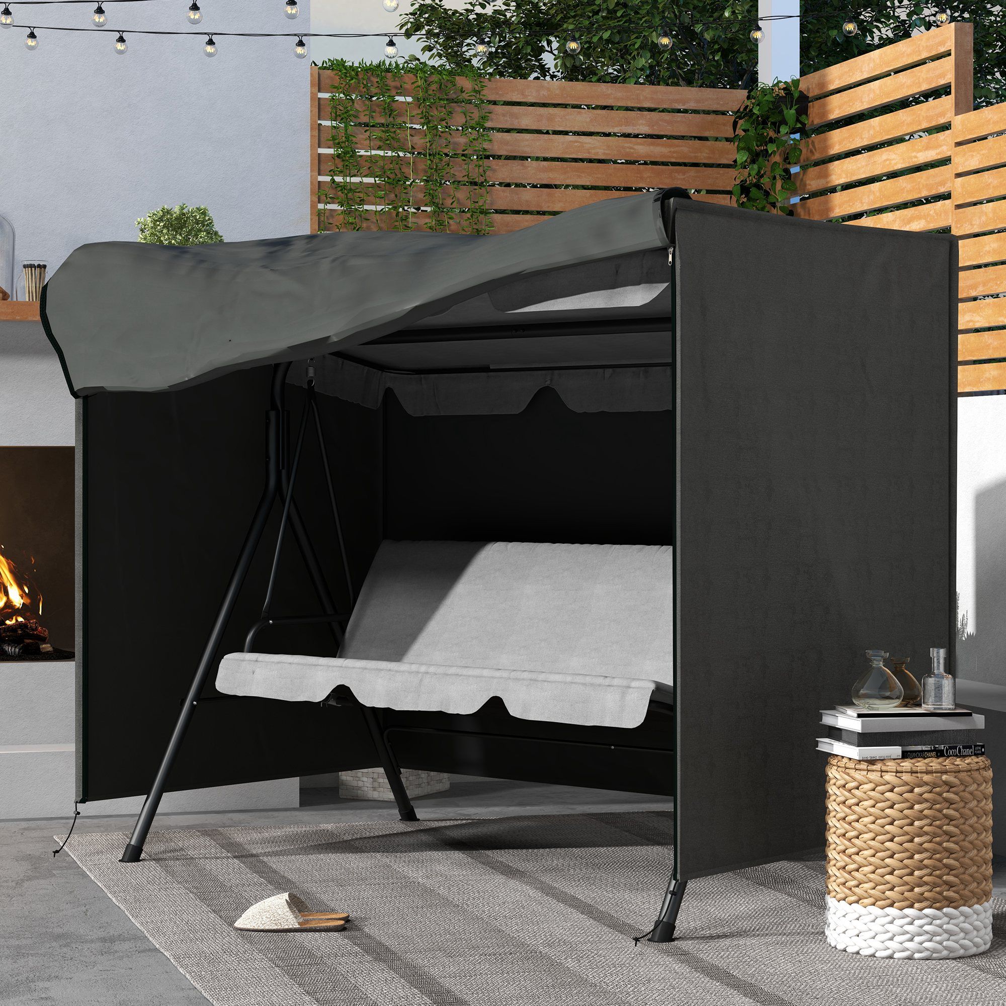 OUTSUNNY Garden Furniture Protector Patio Swing Chair Cover in Dark Grey