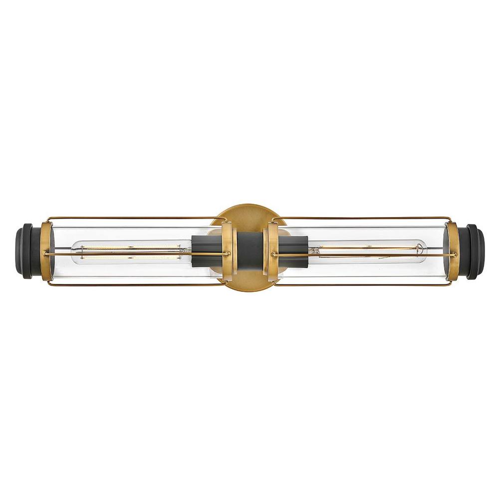 Netlighting Masthead 2 Light Outdoor Wall Light Heritage Brass & Black IP44 in Gold