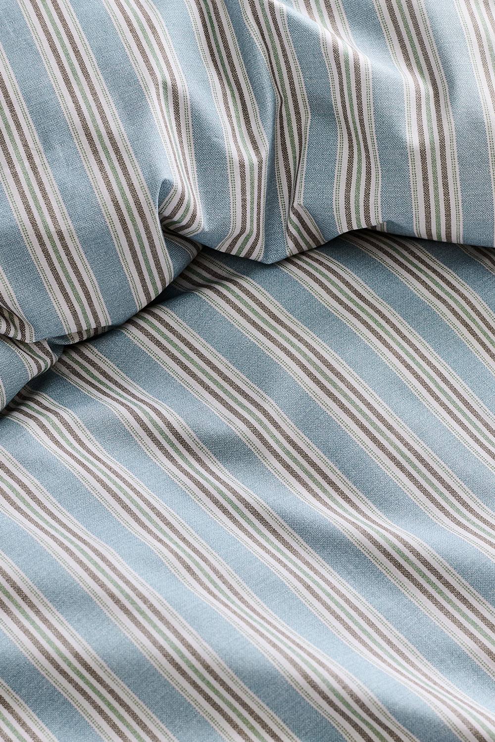 CHRISTY 'Calder Stripe' Heritage Inspired Cotton Percale Duvet Cover Set in Blue 3