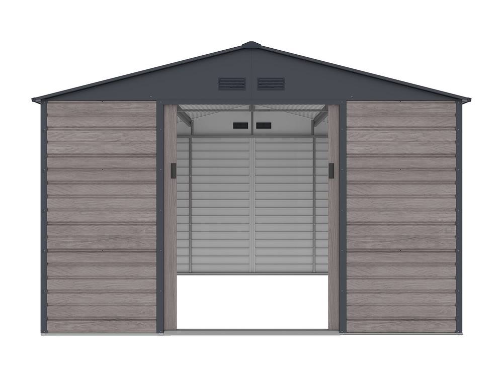 Vente-unique Garden Shed - 13.12 M² - Galvanised Steel With Grey Wood Effect 5