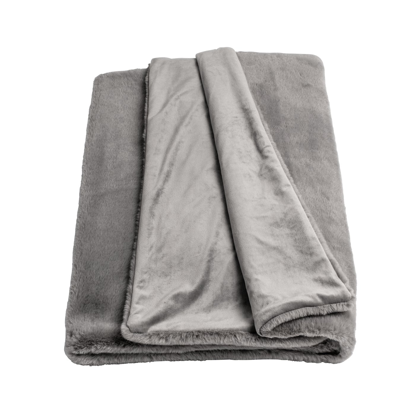 Habitat Faux Fur Plain Throw - Grey