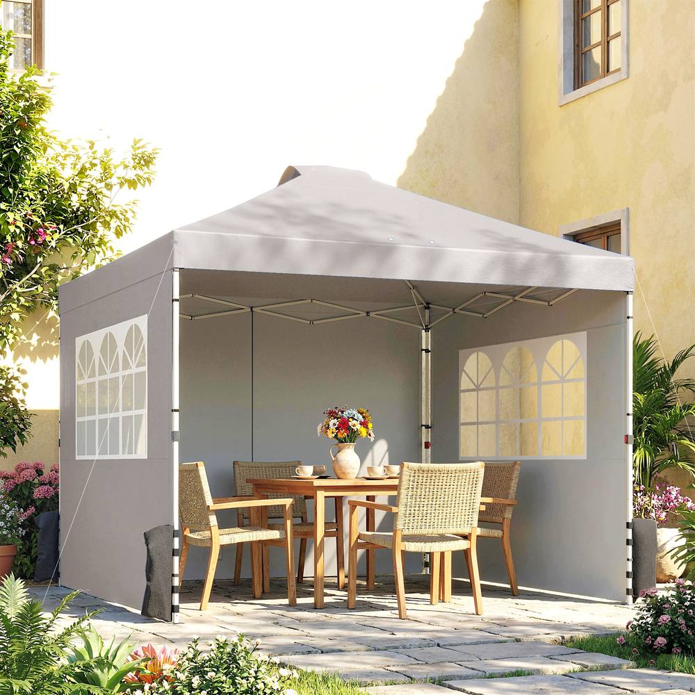 OUTSUNNY Pop Up Gazebo Waterproof Height Adjustable 3 x 3 (m) Grey