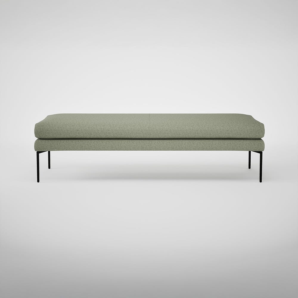 Heal's Matera Bench 160cm Siena Cotton Pistachio Black Feet