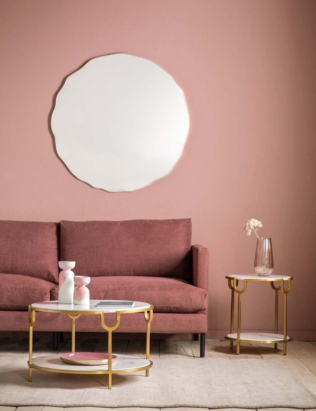 Gallery Home Carano Metal Extra Large Round Wall Mirror Gold