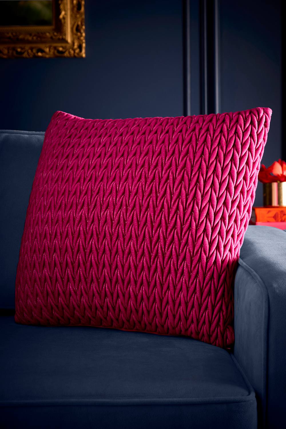 Laurence Llewelyn-Bowen 'Amory' Luxe Velvet Filled Cushion in Fuchsia