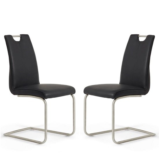 Harley Harley Dining Chair In Black Faux Leather In A Pair