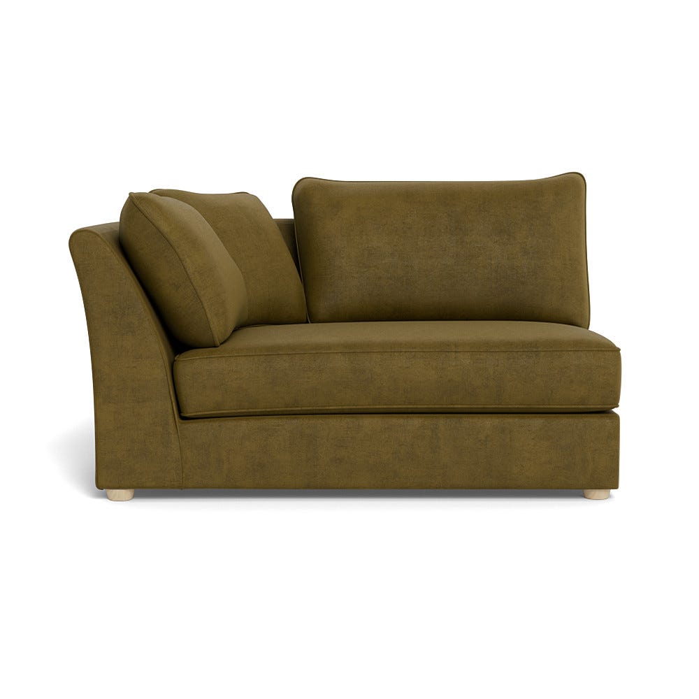 Heal's Tailor Large Curved Left Hand Facing Corner Unit Smart Luxe Velvet Peridot Natural Beech Feet
