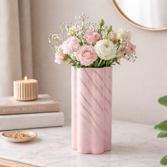 Hestia Pink Swirl Glass Vase