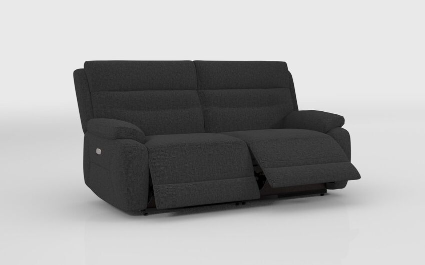 Black Fabric Fenton 3 Seater Power Recliner Sofa