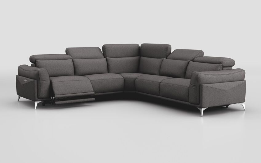 Grey Fabric Gattolino 2 Corner 1 Power Sofa with Manual Head Tilt