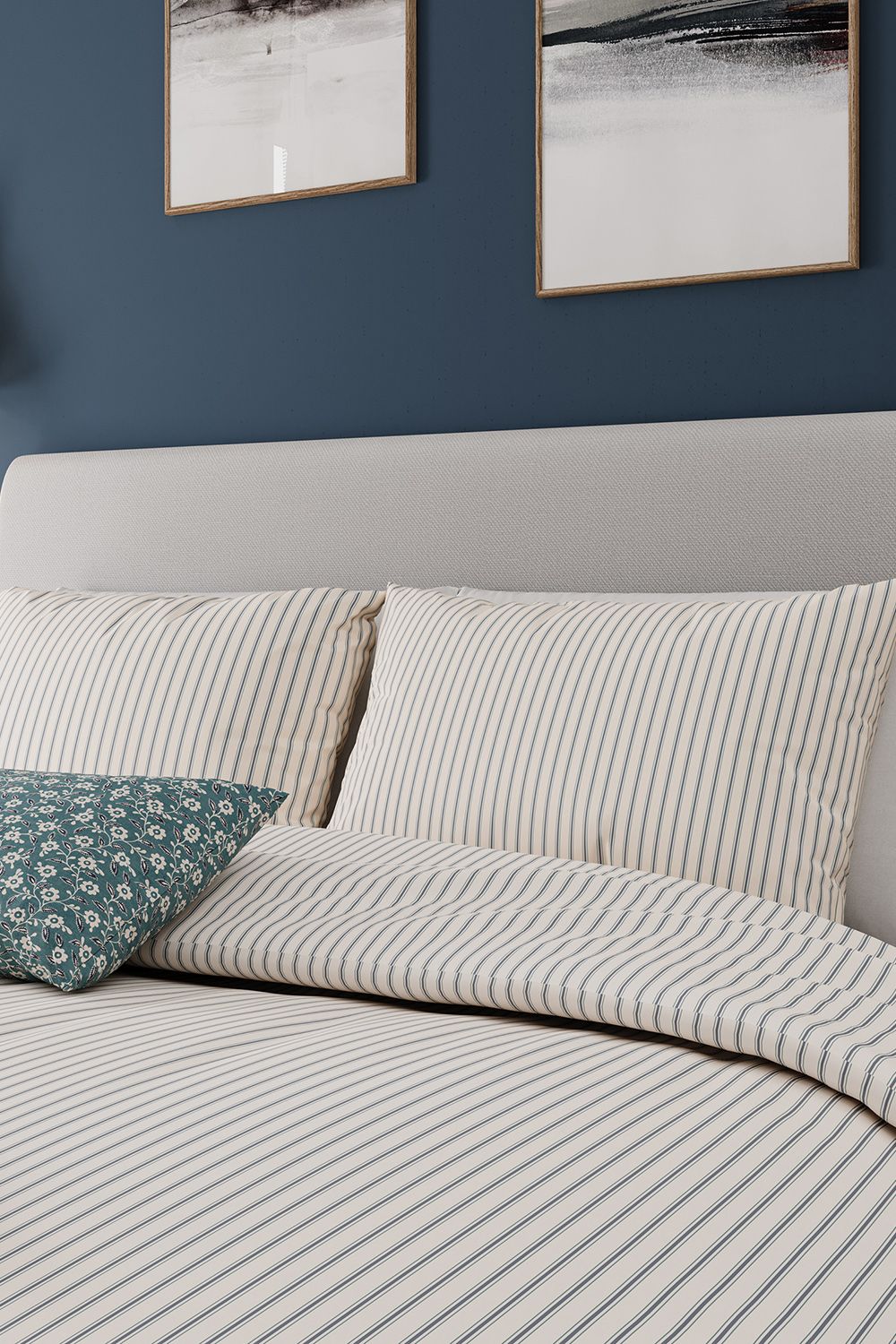 Helena Springfield 'Ticking Stripe' Cotton Duvet Cover Set in Teal 2