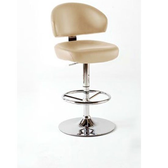 Bingo Cream Bar Stool In Faux Leather With Chrome Base