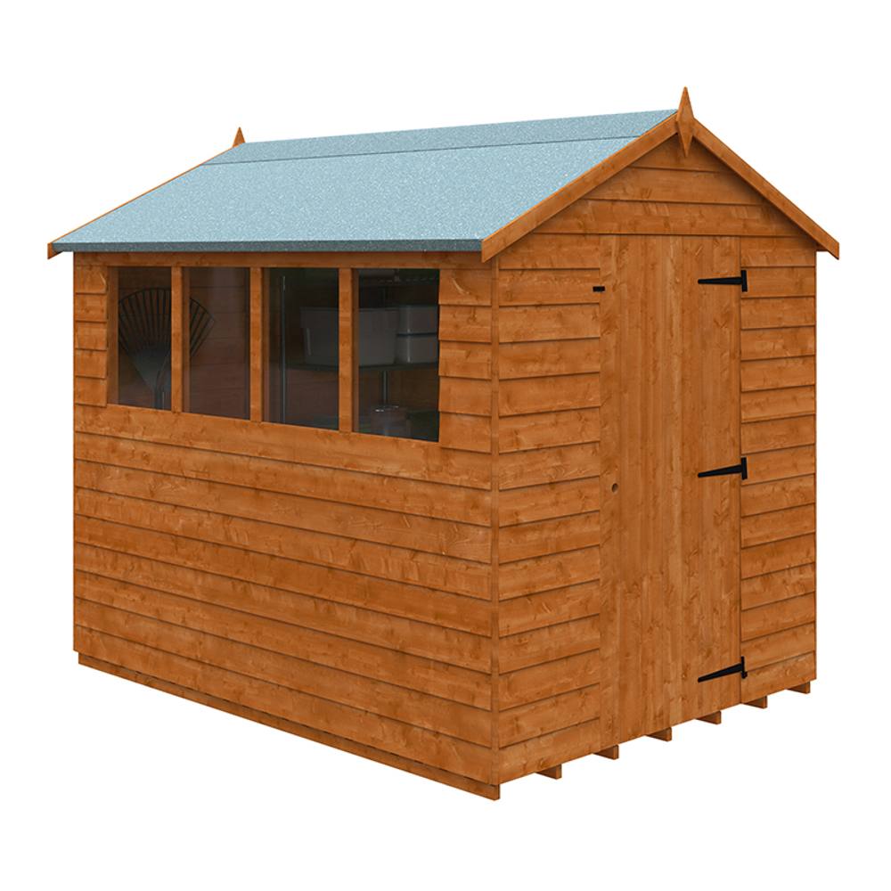 Buttercup Farm 8 x 6 Feet Budget Apex 9mm Shed - Solid Wood/Softwood/Pine in Burnt Orange