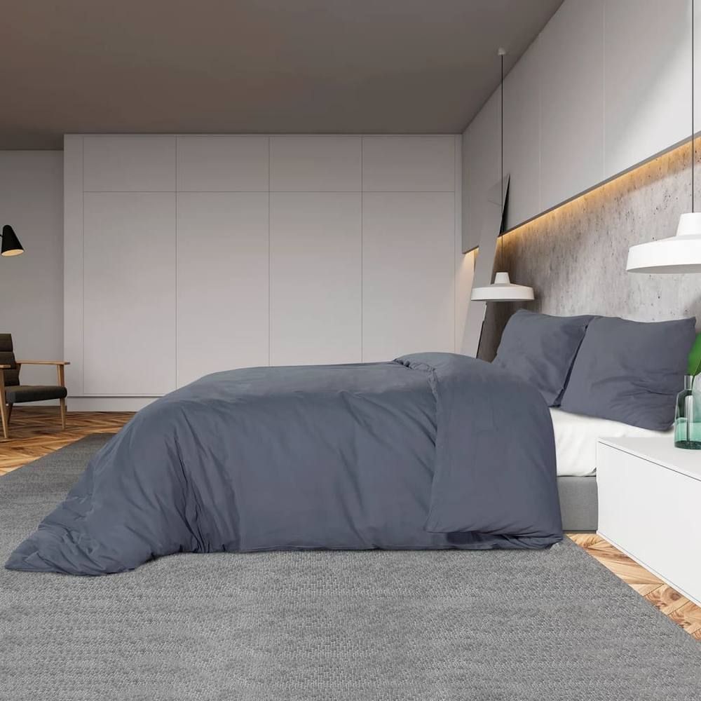 Berkfield Home Elegant Duvet Cover Set Anthracite 225x220 cm Light-weight Microfiber in Charcoal