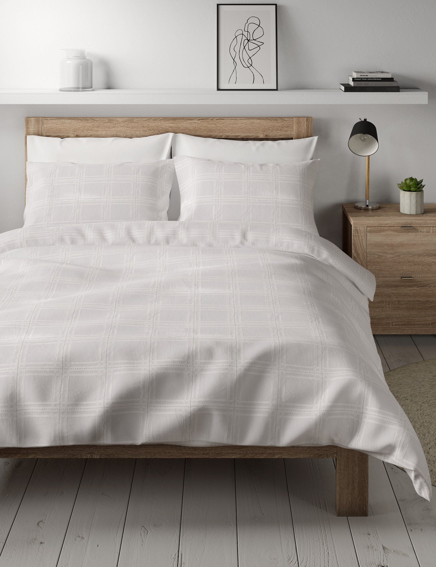M&S Pure Cotton Textured Bedding Set
