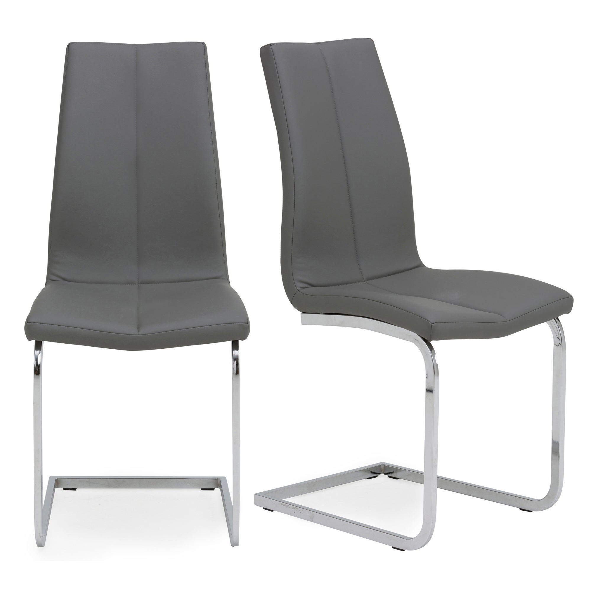 Jamison Set of 2 Dining Chairs Grey PU Leather Grey