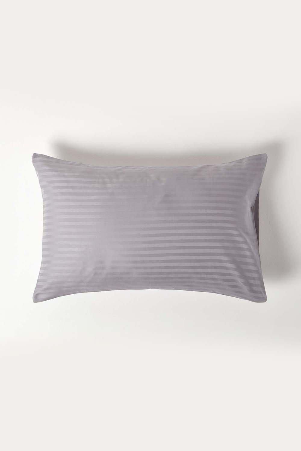 Homescapes Egyptian Cotton Satin Stripe Housewife Pillowcase 330 TC in Grey
