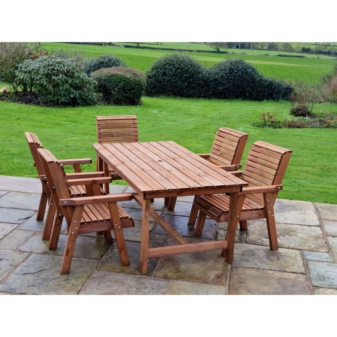 Churnet Valley Garden Furniture Ltd Valley 5 Seat Set 5XC Table - Timber - Minimal Assembly Required in Brown