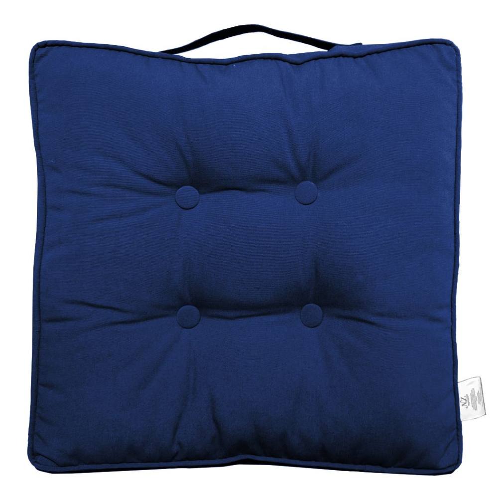 Homes-Linen Booster Seat Cushion Pad 45x45cm Thick Cotton Filled Chair Cushion in Navy