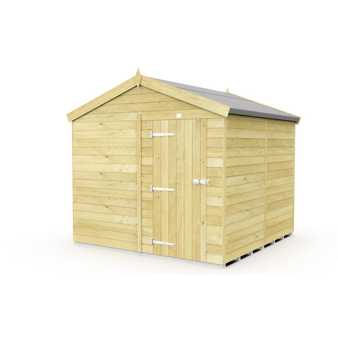 Buttercup Farm 8 x 8 Feet Apex Shed - Single Door W/O Windows - L243 x W231 x H217 cm in Brown
