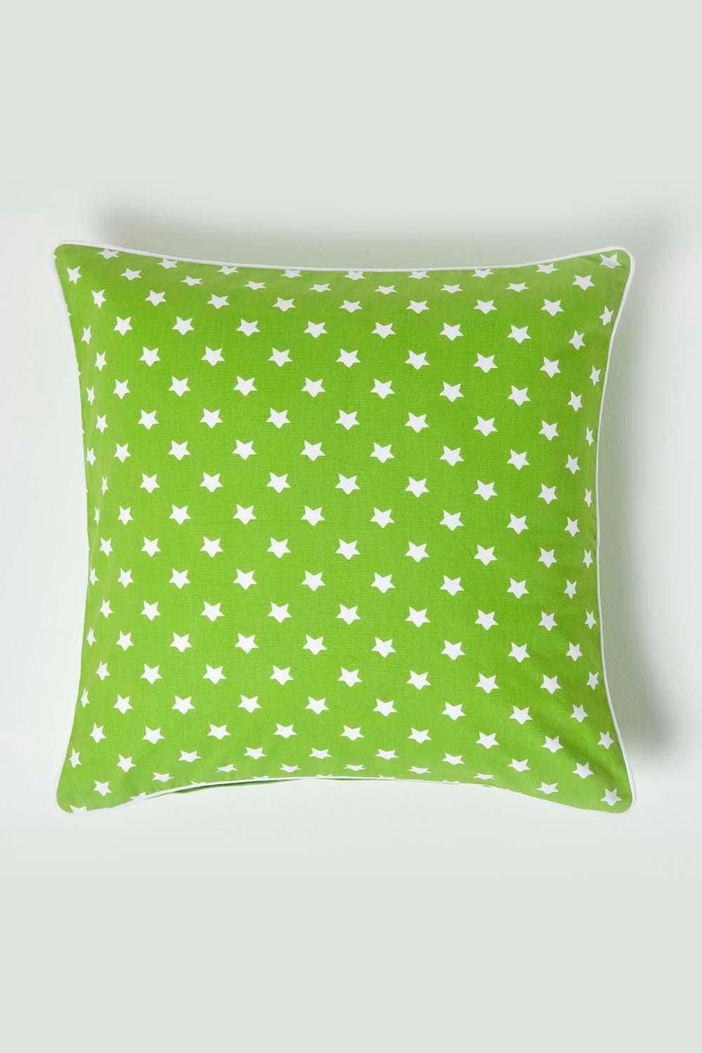 Homescapes Cotton Stars Cushion Cover in Green