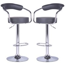Zenith Bar Stools In Charcoal Grey Faux Leather in A Pair