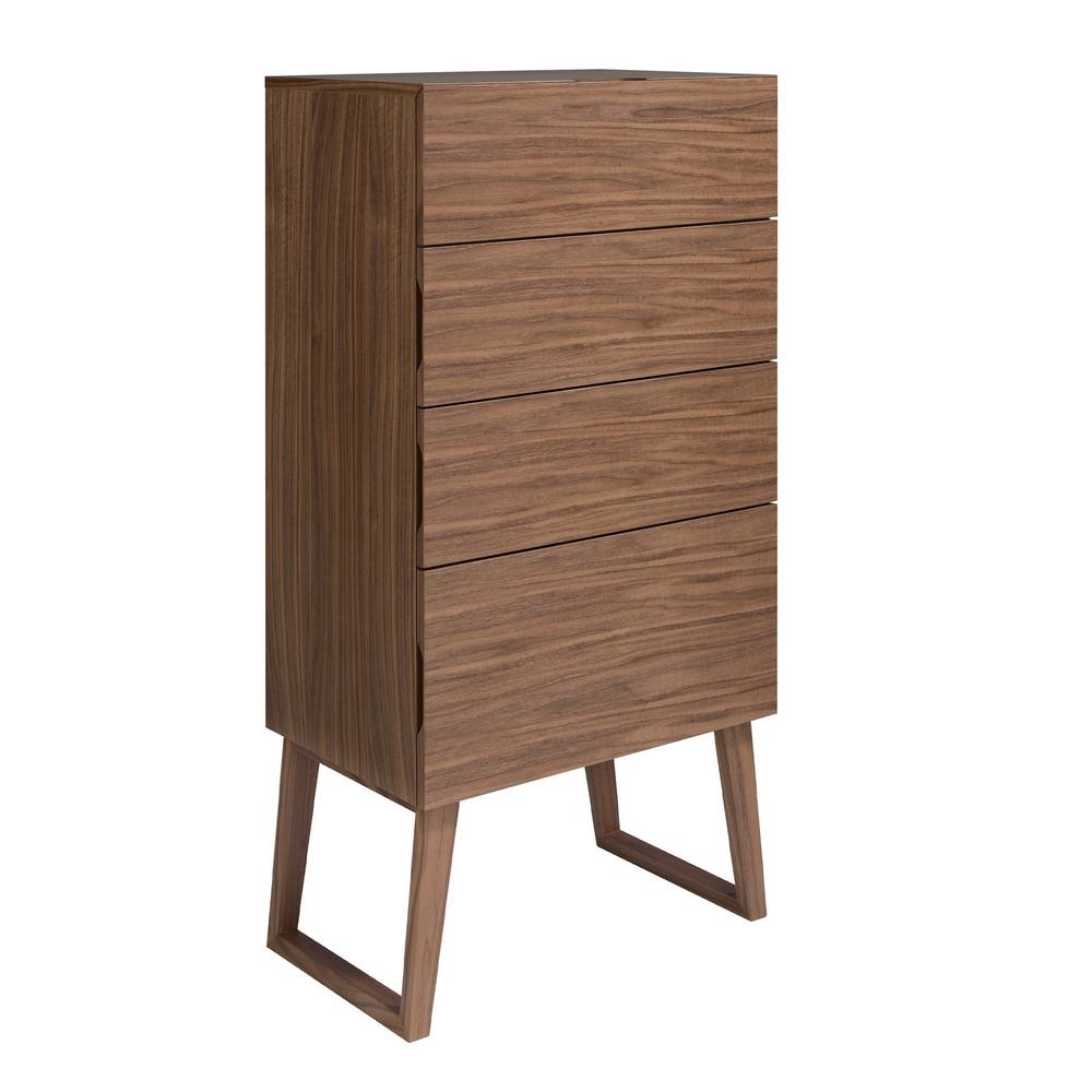Angel Cerda Walnut 4-Drawer Chiffonier 59x45x120 cm in Brown