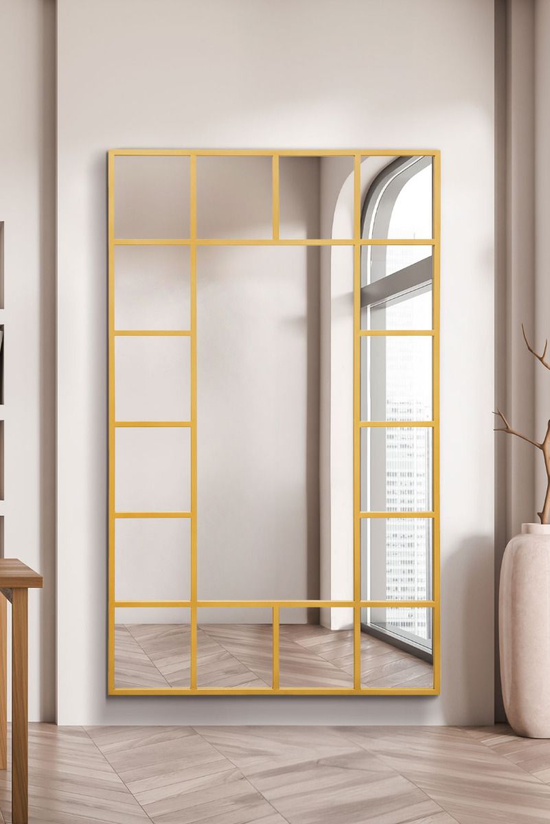 MirrorOutlet Gold Modern Wall & Leaner Mirror 71" X 43" (180 x 110CM)