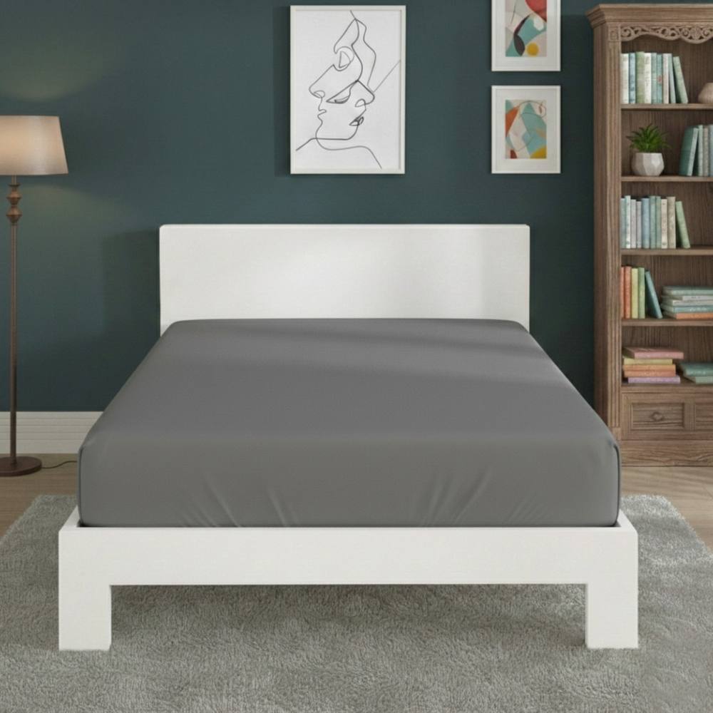 Snug City Polycotton Fitted Sheet Extra Deep 40cm Skirt Easy Care in Grey