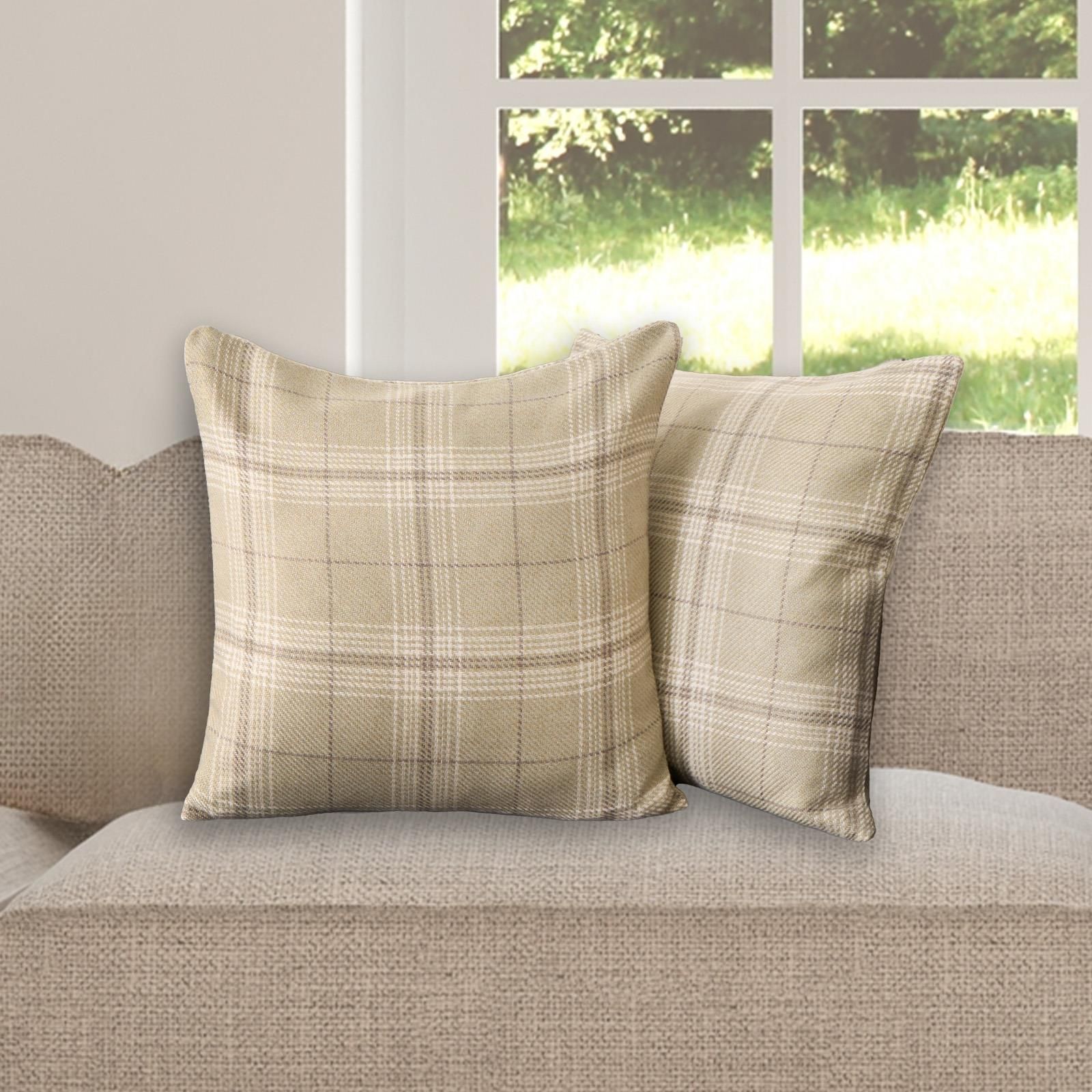 OHS 4 Pack Woven Check Cushion Covers Printed Soft in Light Green