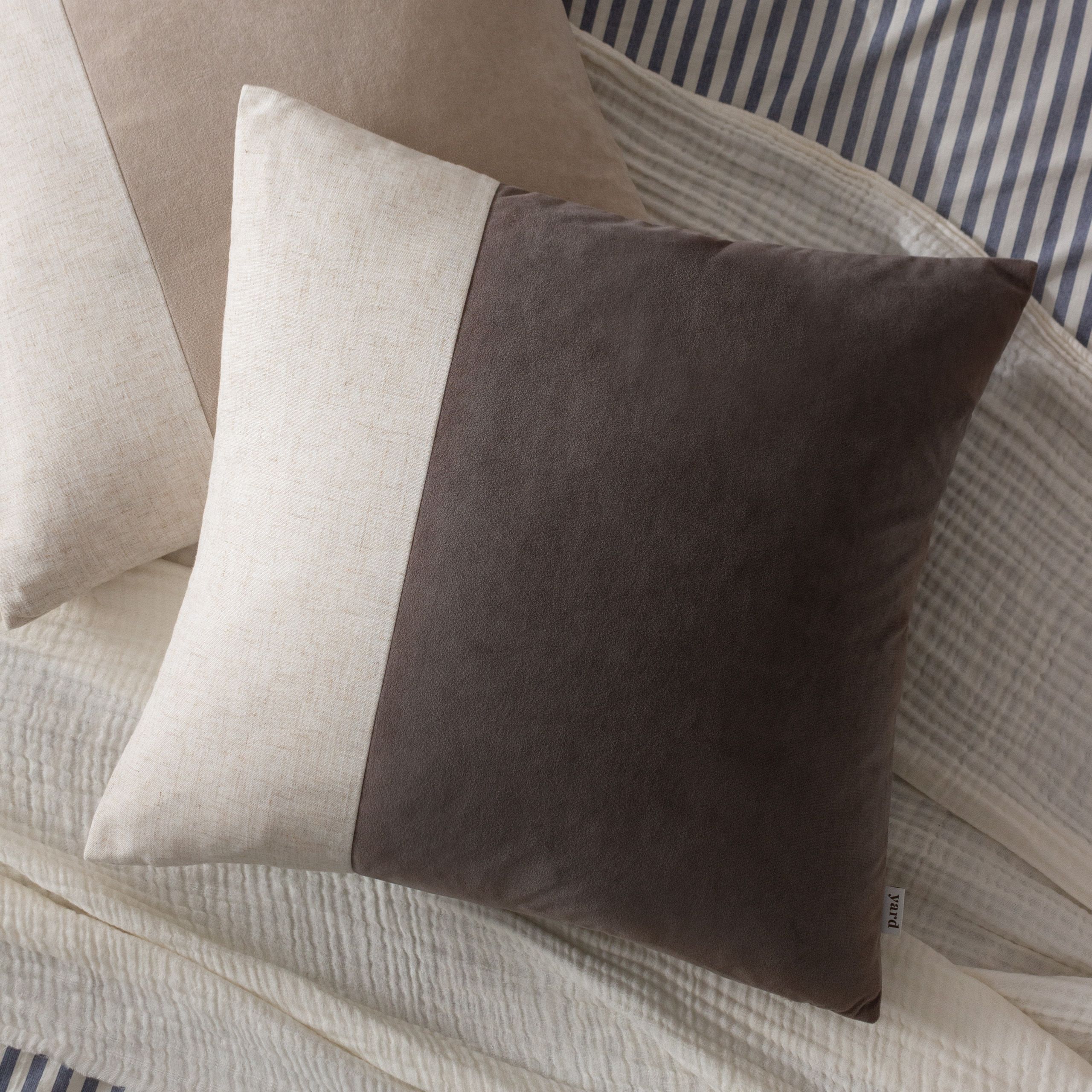Yard Morden Soft-Washed Velvet Cushion in Taupe