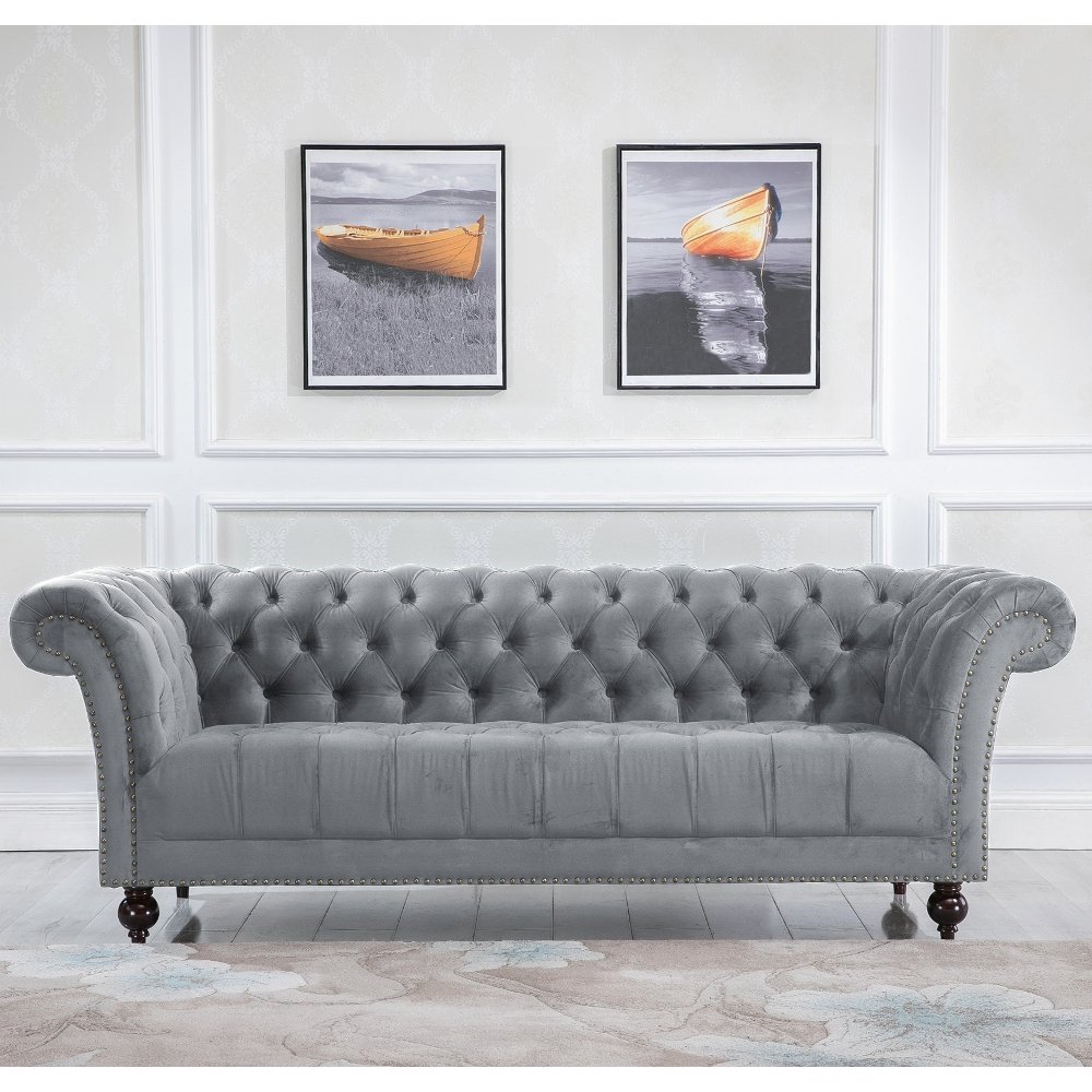 Chester Grey Fabric 3 Seater Sofa