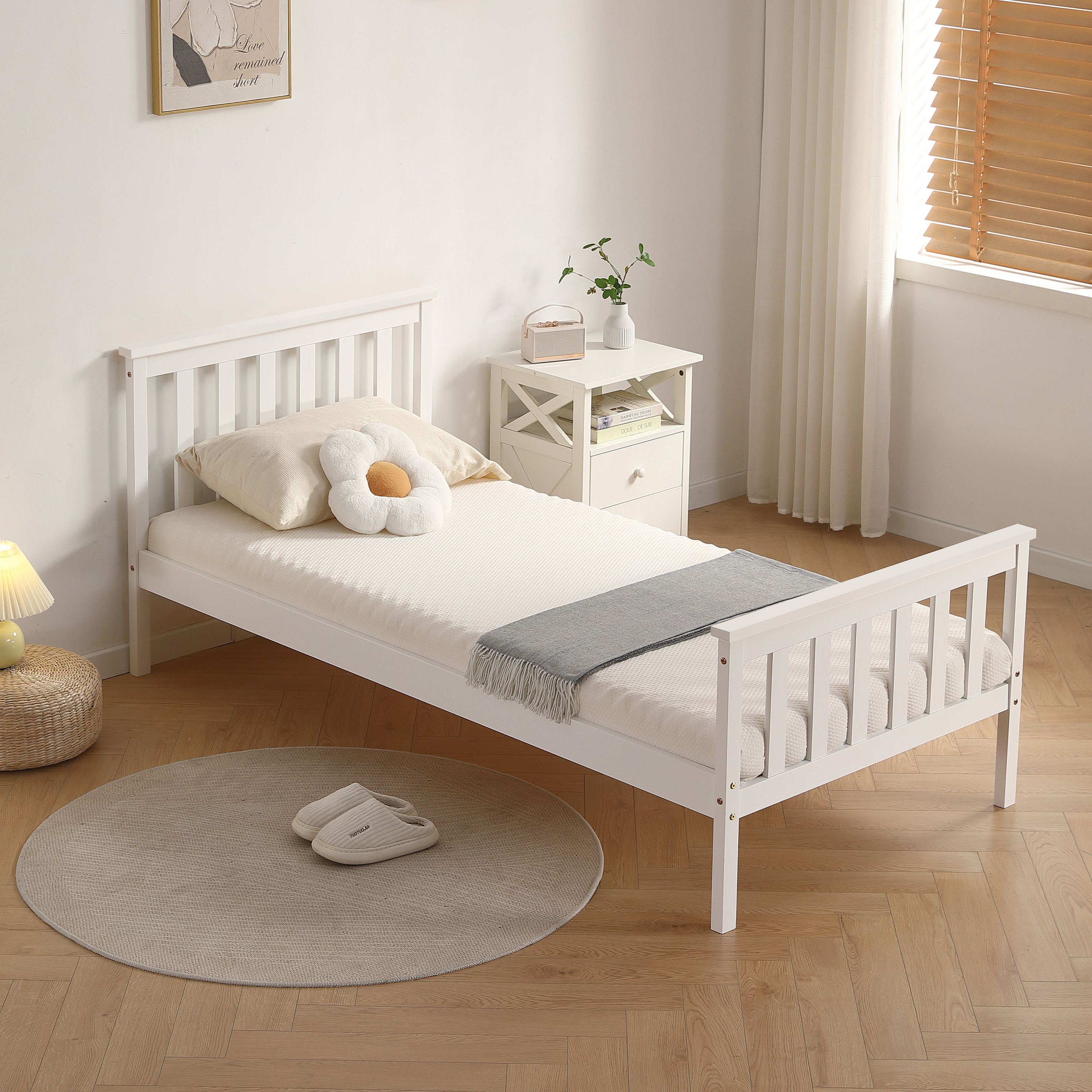 Comfy Living Ltd Modern Wooden Bed Frame in White