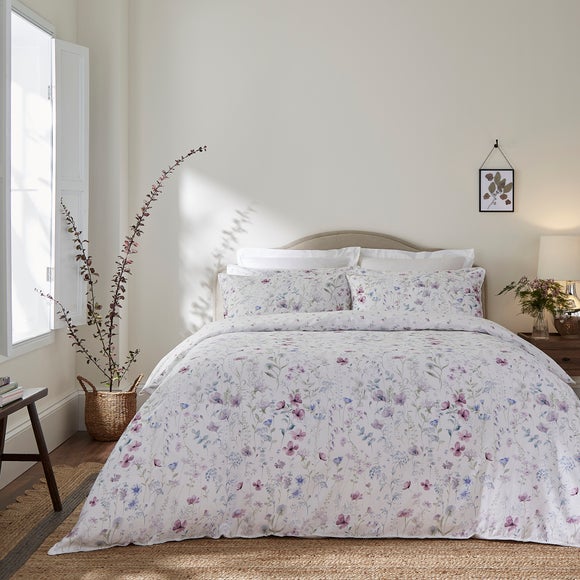 Dorma Wildflower Mauve 100% Cotton Duvet Cover & Pillowcase Set