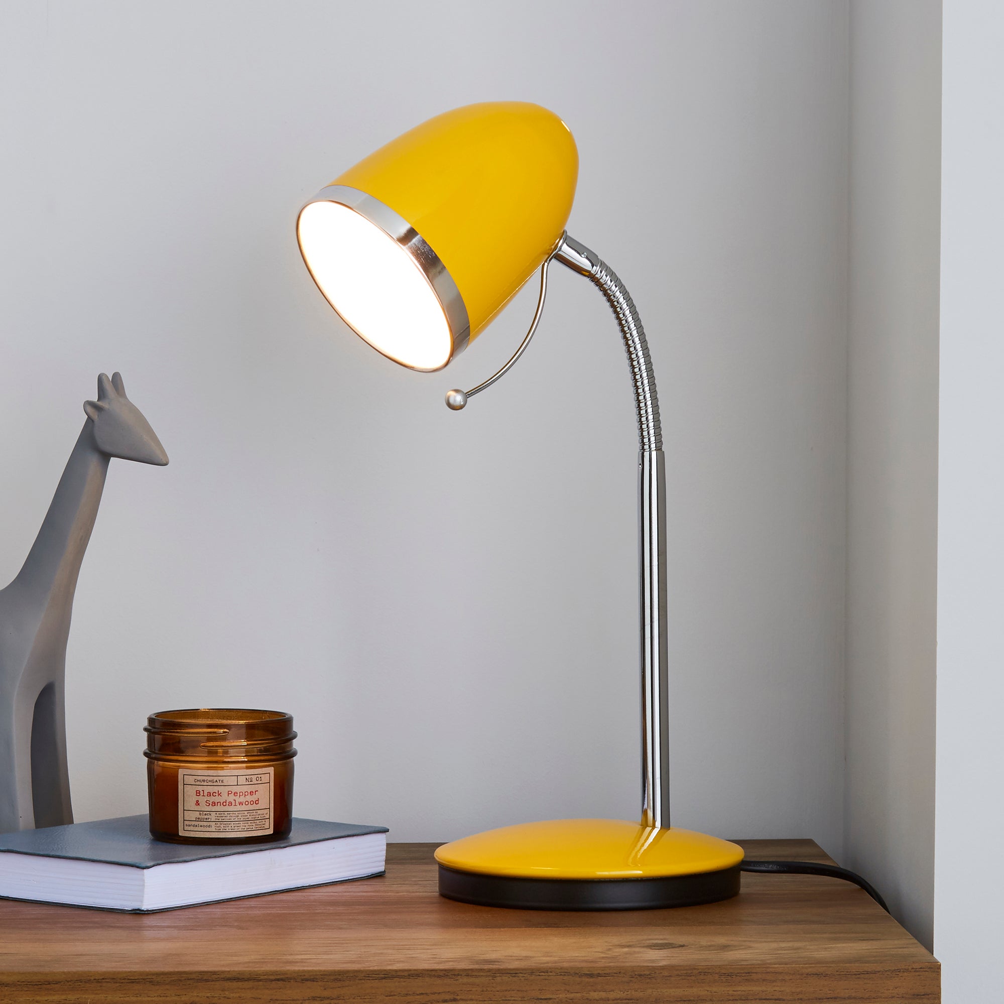 Tate Ochre and Chrome Desk Lamp Yellow