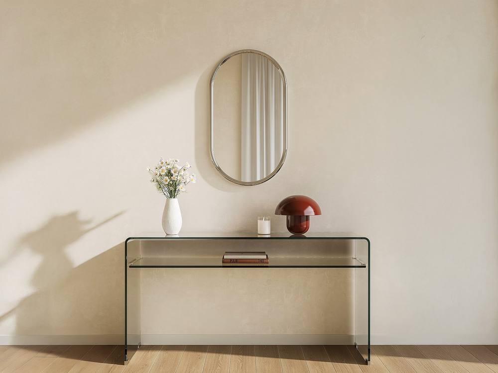 Vente-unique Oval Aluminium Wall Mirror - W. 40 X H. 70 Cm - Chrome - REFLEYA in Silver