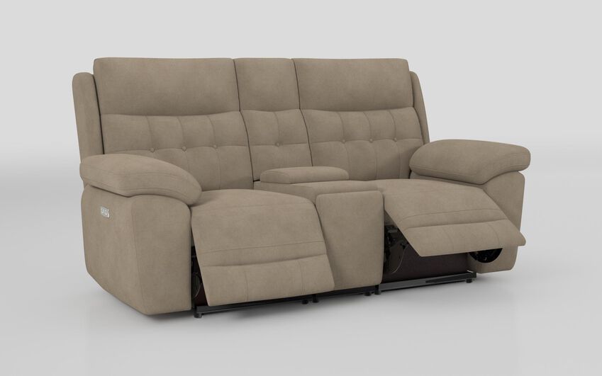Brown Fabric Belford 2 Seater Power Sofa with Console
