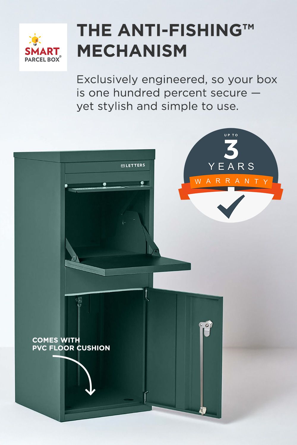 Homescapes Smart Parcel Box® Large Front Access Secure Delivery Box in Green 3